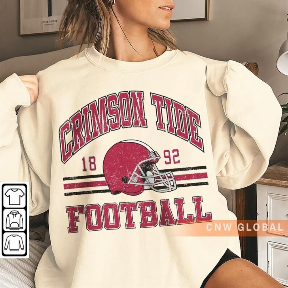 Alabama Crimson Tide 1892 Retro Ncaa Football Graphic Crewneck Sweatshirt